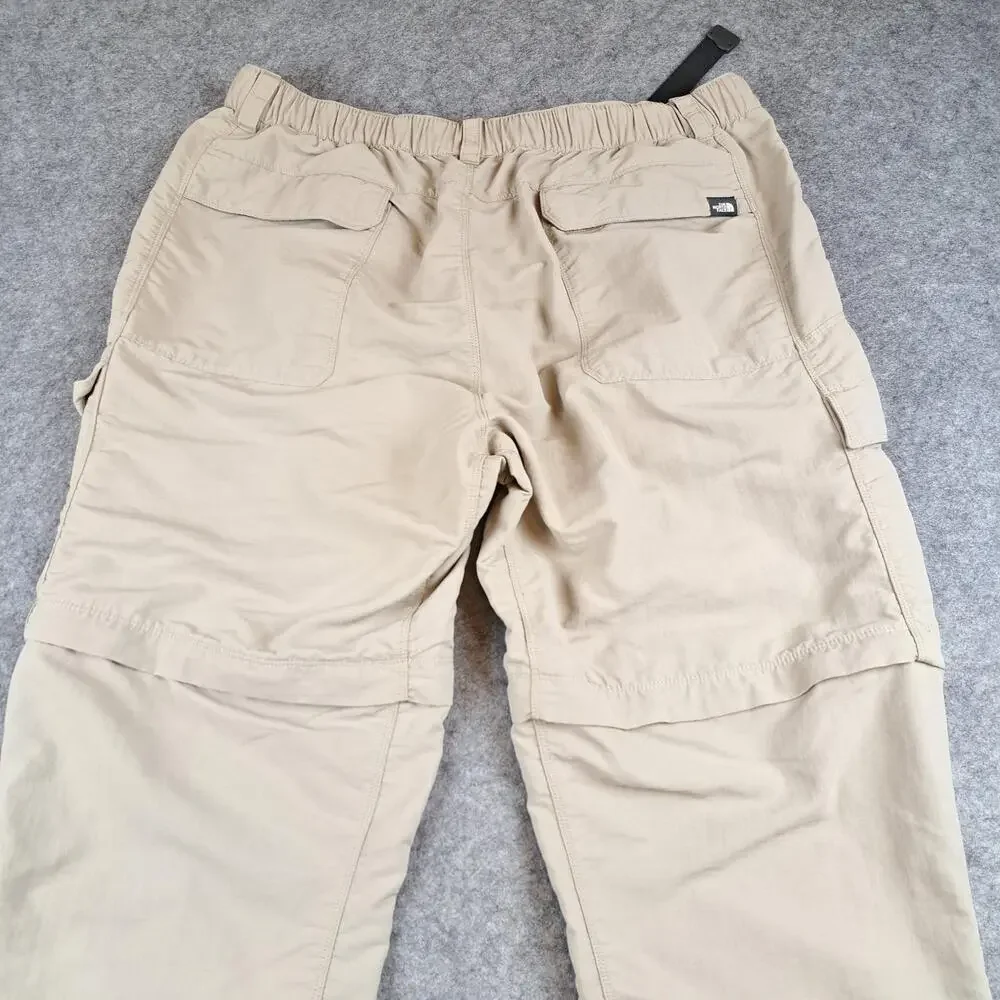The North Face Pants Mens XL Tan Nylon Hiking Cargo Integrated Belt Outdoor